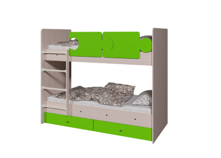 Кровать двухъярусная Тетрис, Дуб млечный  / Ирис 
